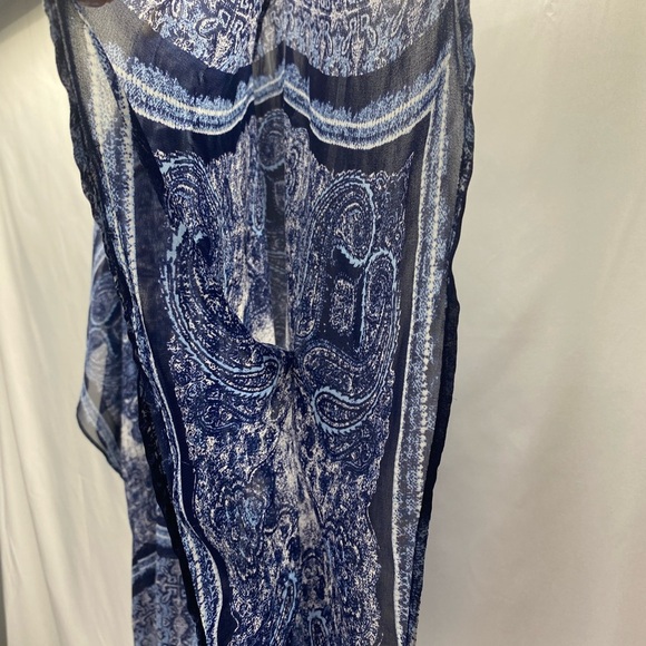 Dress Barn Navy Blue Paisley Sheer Tunic W 1X Tie at Neck BEACH BOHO - Picture 6 of 10